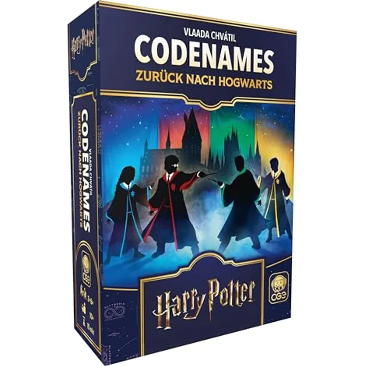 Czech Games Edition Codenames: Zurück nach Hogwarts, Brettspiel für 4-8 Spieler, Deutsch, ab 14 Jahren, mit einzigartigen Hausfähigkeiten und Hauspokal