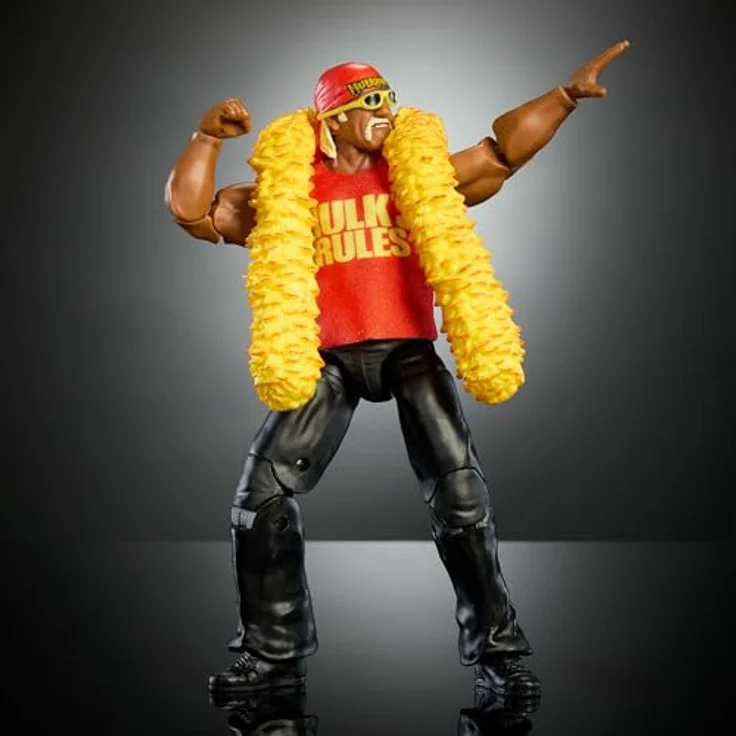 Mattel WWE Elite Collection Hulk Hogan Actionfigur Set, Premium Live Event Wrestlemania mit Howard Finkel Build-A-Figure Parts, hochdetaillierte TrueFX-Technologie und austauschbare Hände – Bild 5
