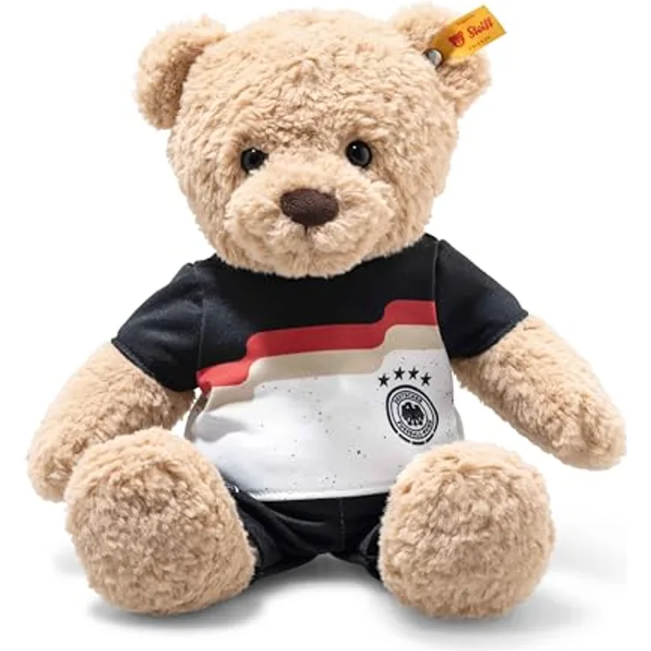 Steiff Ben Teddybär DFB-Edition, 30 cm, beiges Kuscheltier mit Kunststoffaugen für Kinder, Spielkamerad und ideales Geschenk für Fußballfans
