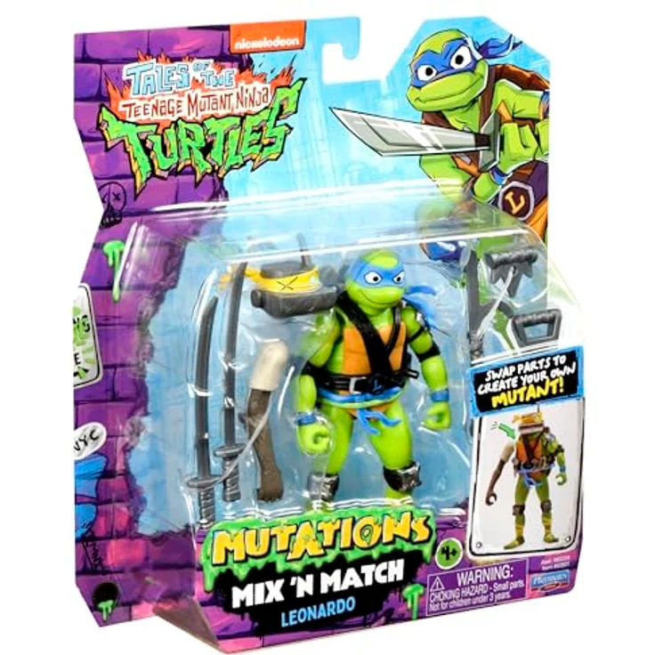 Teenage Mutant Ninja Turtles Mix 'n Match Leonardo, Sammelfigur mit austauschbaren Teilen und Zubehör, 11,5 cm, Mehrfarbig – Bild 8