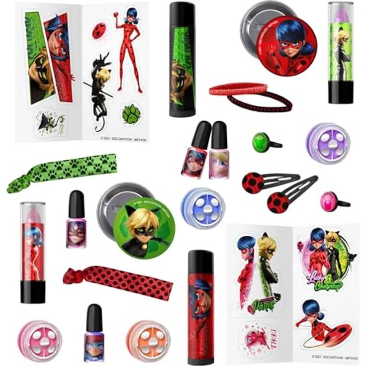 Miraculous Marinette's Favorits Beauty Advent Calendar, Adventskalender mit Make Up und Kosmetik Produkten, Weihnachtskalender mit Lady Bug und Cat Noir, für Kinder ab 6 Jahren, Heldenhaftes Design – Bild 2