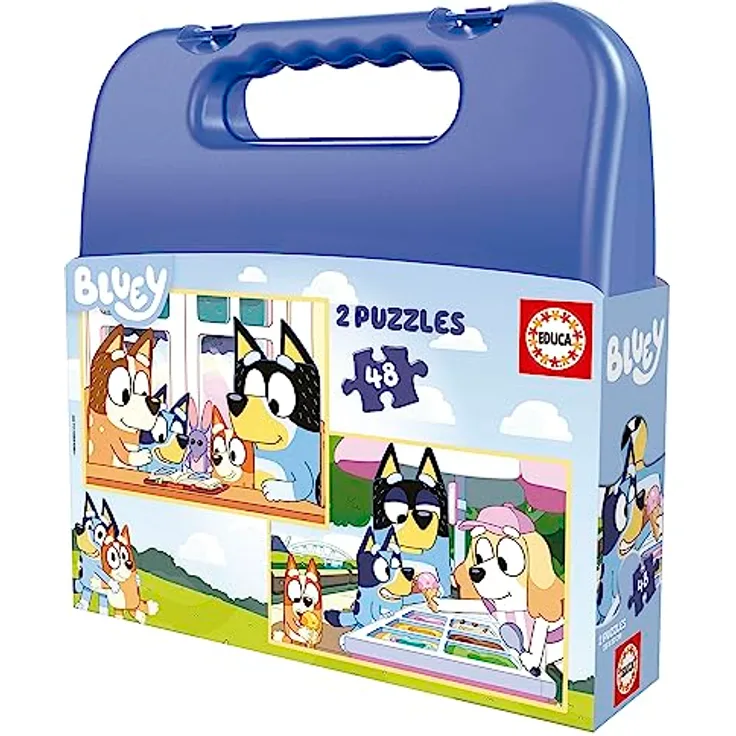 Educa Bluey Super Puzzle, 2 x 48 Teile Kinderpuzzle ab 4 Jahren, FSC-zertifiziert, hochwertige Qualitäts-Puzzles aus Spanien