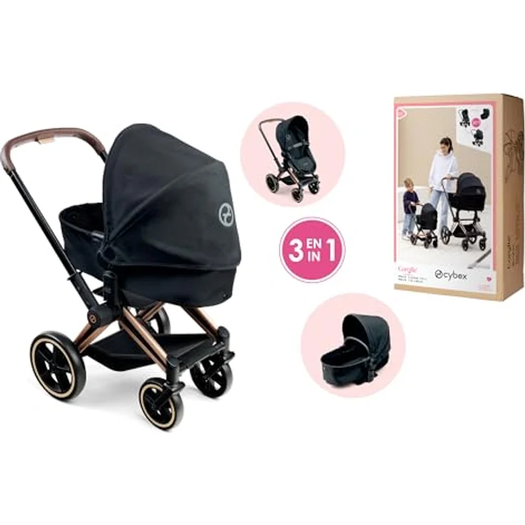 Corolle Mon Grand Poupon Cybex Puppenwagen, 3-in-1 Buggy für 36-42 cm Puppen, faltbar mit Verdeck, für Puppenspielzeug ab 3 Jahren – Bild 4