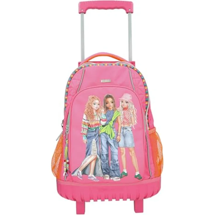 Depesche TOPModel JOY Schulrucksack mit Trolley, rosa, 3 Fächer, gepolsterte Schultergurte, integrierte Räder, wasserabweisend – Bild 2