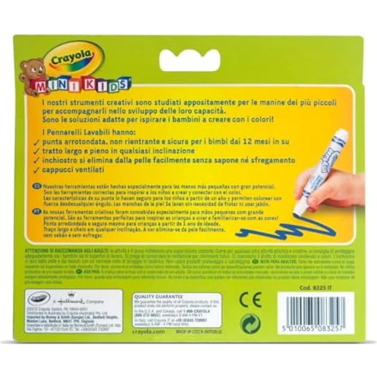 Crayola Mini Kids Filzstifte Kinder Auswaschbar, Malstifte Set Für Kleinkinder In 12 Verschiedenen Farbtönen, Ungiftige Filzstifte, Bastel Set, Fasermaler Kinder, Malstifte Kleinkinder Ab 1 Jahr – Bild 4