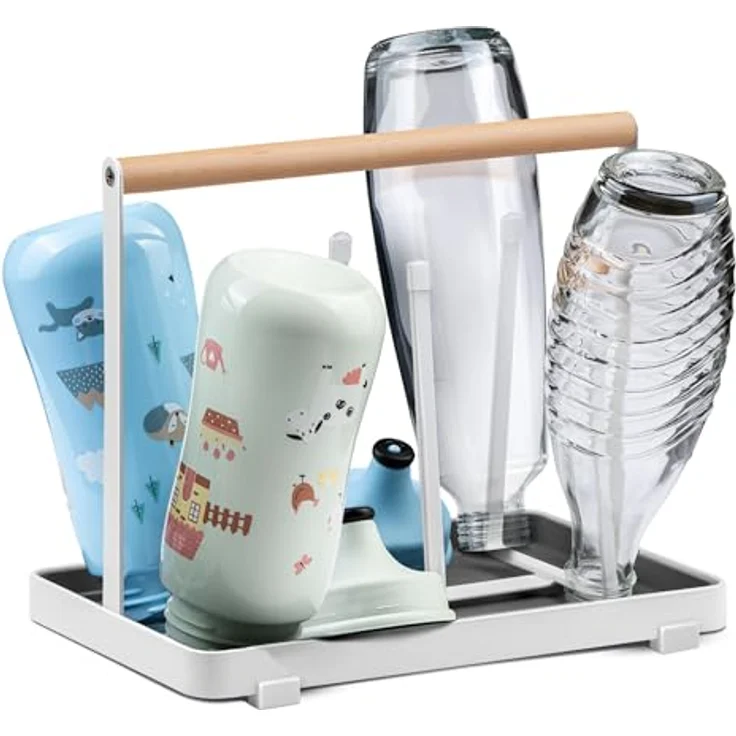 D&D Living® All-in-One Flaschenhalter, Abtropfgestell für SodaStream und alle Flaschenarten, Platzsparend, Metall, Weiß, neues Modell 2024 – Bild 1