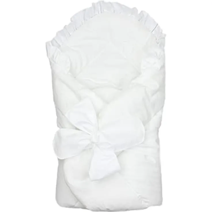 TupTam Unisex Baby Einschlagdecke mit Schleife, Farbe: Weiß, Größe: 70 x 70 cm