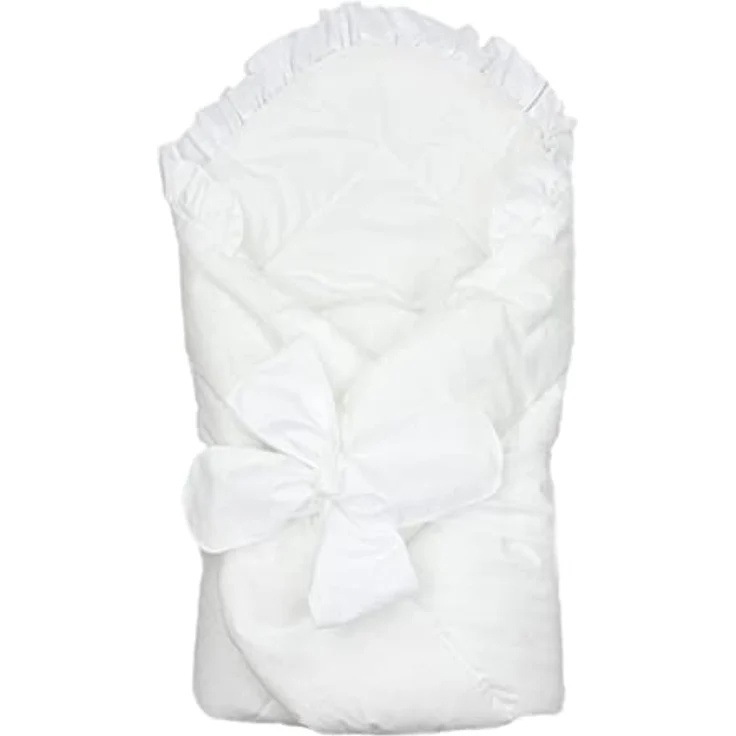 TupTam Unisex Baby Einschlagdecke mit Schleife, Farbe: Weiß, Größe: 70 x 70 cm – Bild 1