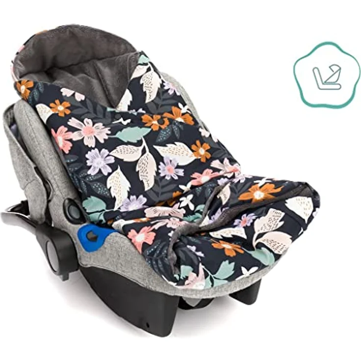 Fillikid Fleece-Fußsack Tanaga, kuscheliger Fußsack für Babyschale und Babywanne, wasserabweisend, Blumenmuster – Bild 7