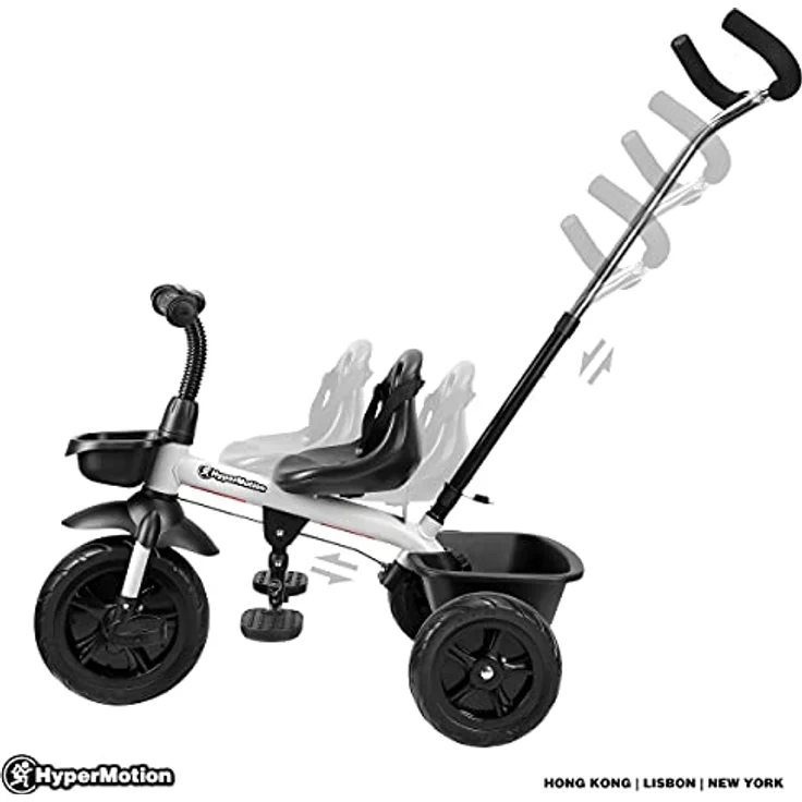 HyperMotion Tobi Vector Dreirad für Kinder mit Steuergriff, Sicherheitsgurten, bequemem Sattel, breite Räder, Grau – Bild 2