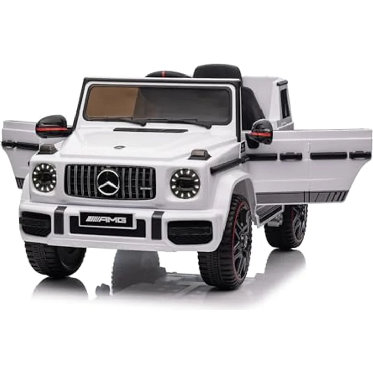 RIRICAR Elektroauto Kinder 12V Avec Neu 2,4 GHz Fernbedienung, Weiß, Originallizenz, Batteriebetrieben, Türen öffnen, Einzelsitz, 2X Motor, 12 V Batterie, Hinterradfederung, Sanfter Start – Bild 3