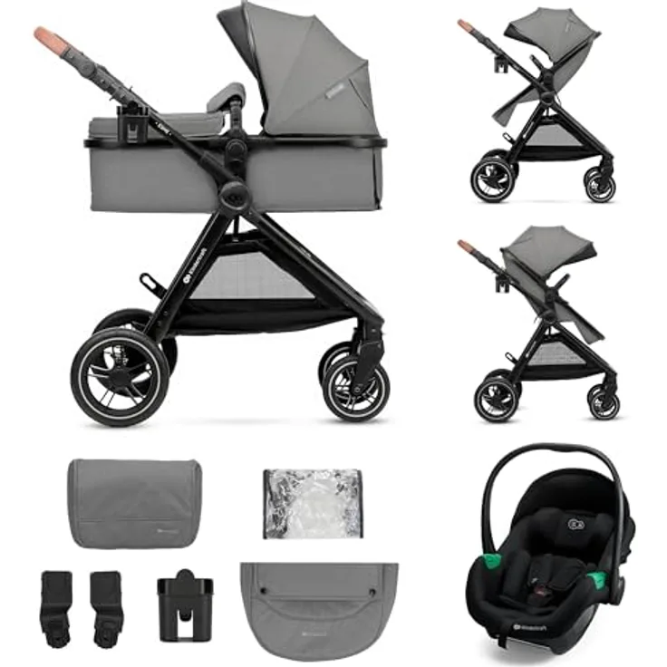 Kinderkraft ESME PRO 3in1 Kombikinderwagen, Grau, bis 25 kg, leichtes Manövrieren