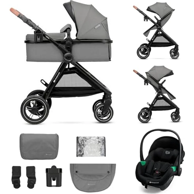 Kinderkraft ESME PRO 3in1 Kombikinderwagen, Grau, bis 25 kg, leichtes Manövrieren – Bild 1