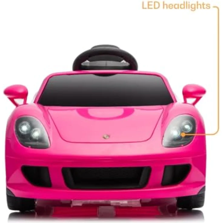 Porsche Carrera GT Elektro-Kinderauto, 12V, Vollausstattung mit Fernbedienung, Ledersitz, Bluetooth & EVA-Reifen, offiziell lizenziert, rosa – Bild 3