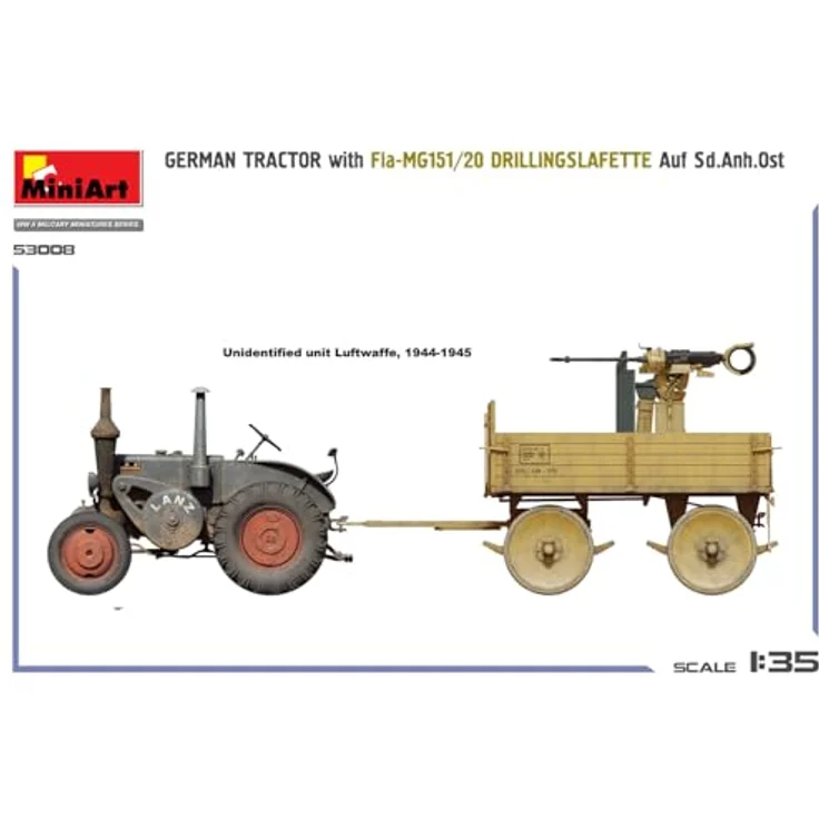 MiniArt 1:35 Deutscher Lanz Bulldog Traktor mit Sd.Anh.Ost und Fla-MG151/20 Drilling, detailliertes Modellbauset für erfahrene Modellbauer – Bild 5