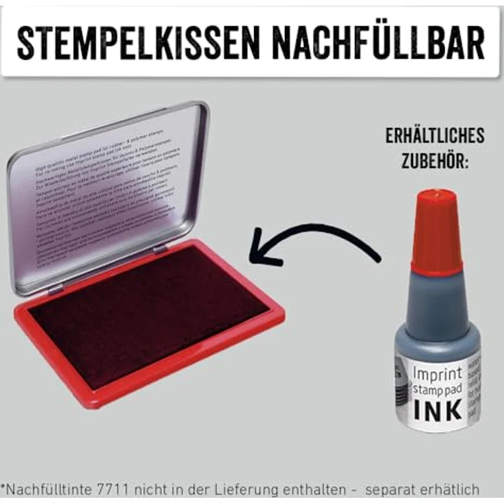 Generic Trodat Stempelkissen Impr9072M Typ2, rot, Metallgehäuse, nachtränkbar, für Gummi- und Polymerstempel, 11 x 7 cm – Bild 6