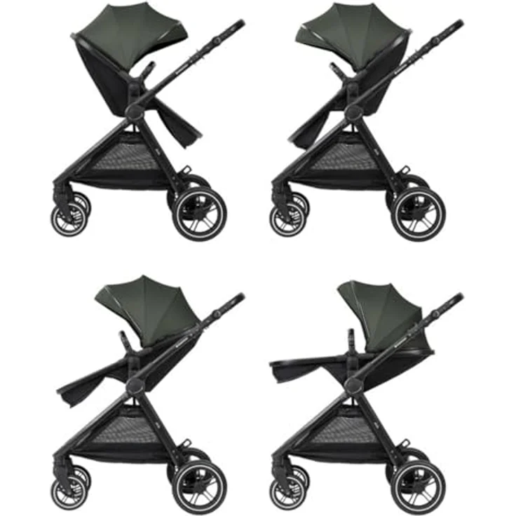 Kikka Boo Kombikinderwagen Ava 3 in 1, mit Babywanne, Babyschale, Gummirädern und Wickeltasche, grün – Bild 5
