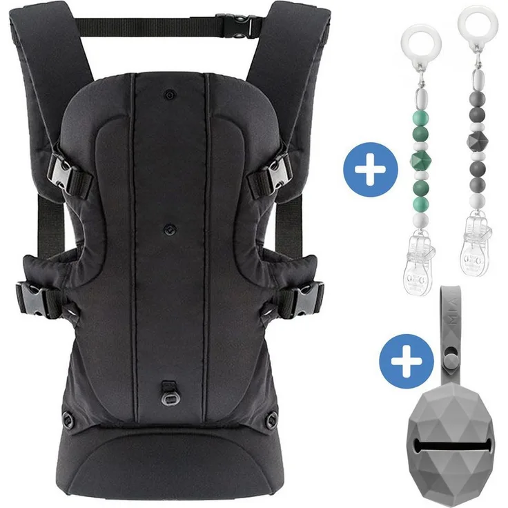 Fillikid Babytrage Walk 4in1, Schwarz, Kindertrage mit 4 Tragemöglichkeiten für Babys & Kleinkinder (3,5-15 kg)