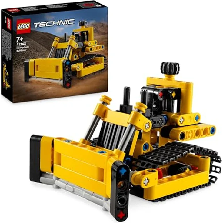 LEGO Technic Schwerlast Bulldozer, Spielzeug-Planierraupe zum Bauen, Ergänze Deine Baustelle, Konstruktionsspielzeug für Kinder, Technik-Geschenk für Jungs und Mädchen ab 7 Jahren 42163, Bewegliche Ketten, Planierschild, Geschenkidee - Preisvergleich