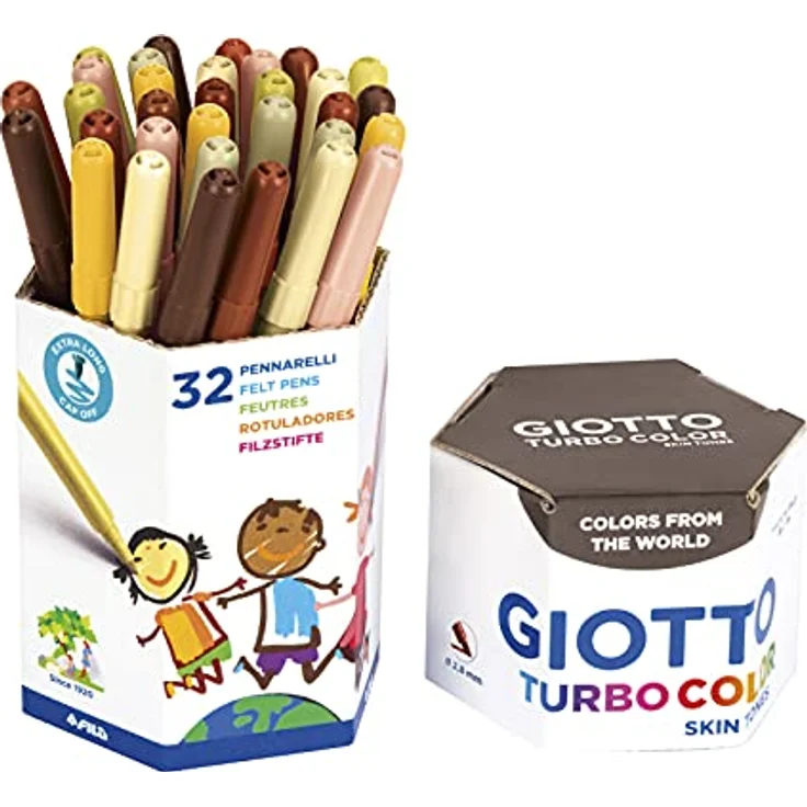 GIOTTO Turbocolor Skin Tones Dose, 32 Fasermaler in 8 Hautfarbentönen, feine Spitze 2,8 mm, aus 100% recyceltem Karton – Bild 2