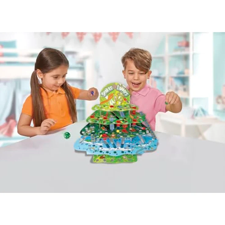 noris Snakes & Ladders Jungle, 3D-Leiterspiel mit 4 Ebenen, Würfel- und Murmelspiel für 2-4 Spieler ab 4 Jahren – Bild 2