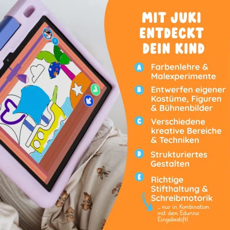 Edurino Starterset Juki Kreativität & Malen ab 4 Jahren inkl. Eingabestift | Innovatives & digitales Lernspiel | Farbenlehre & Malexperimente – Bild 4