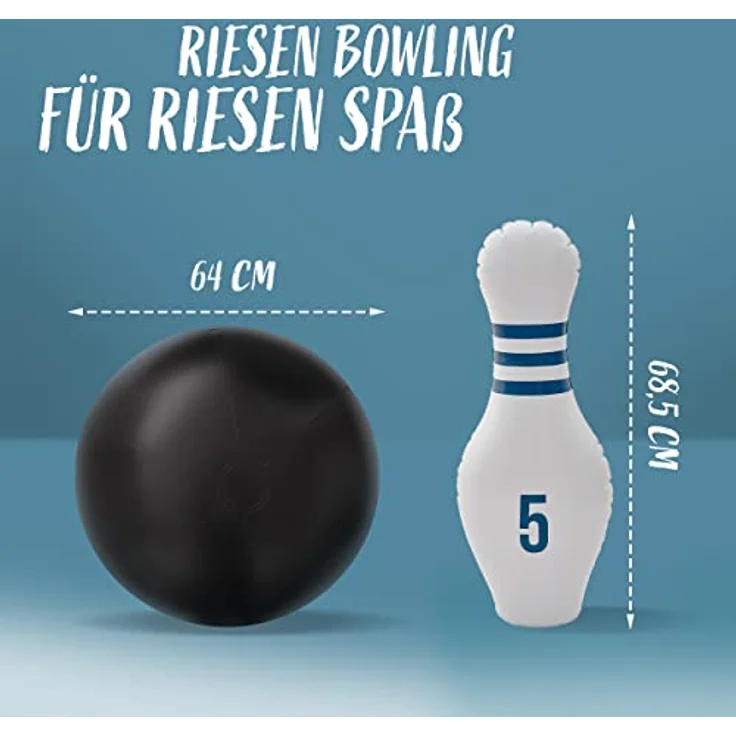 Ocean 5 Aufblasbares riesen Bowling-Spiel | Bowling Set für Kinder | 1 Bowling Ball mit sechs 68,5cm hohen Bowlingkegeln | inklusive Pumpe und Reparaturflicken | aufblasbares Kegelspiel | Outdoor Game – Bild 2