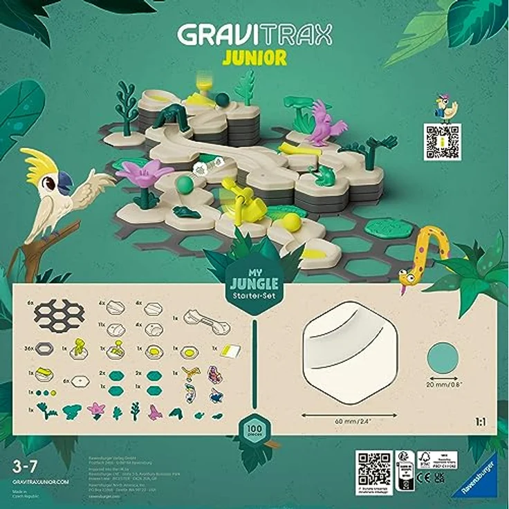 Ravensburger GraviTrax Junior Starter-Set L Jungle -Erweiterbare Kugelbahn für Kinder,Murmelbahn aus umweltfreundlichen Materialen mit Themenwelten, Lernspielzeug & Konstruktionsspielzeug ab 3 Jahren – Bild 2