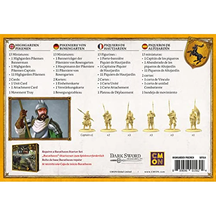 Cmon A Song of Ice & Fire - Highgarden Pikemen, Erweiterung für Tabletop-Spiel mit 13 Miniaturen, Spanisch – Bild 3
