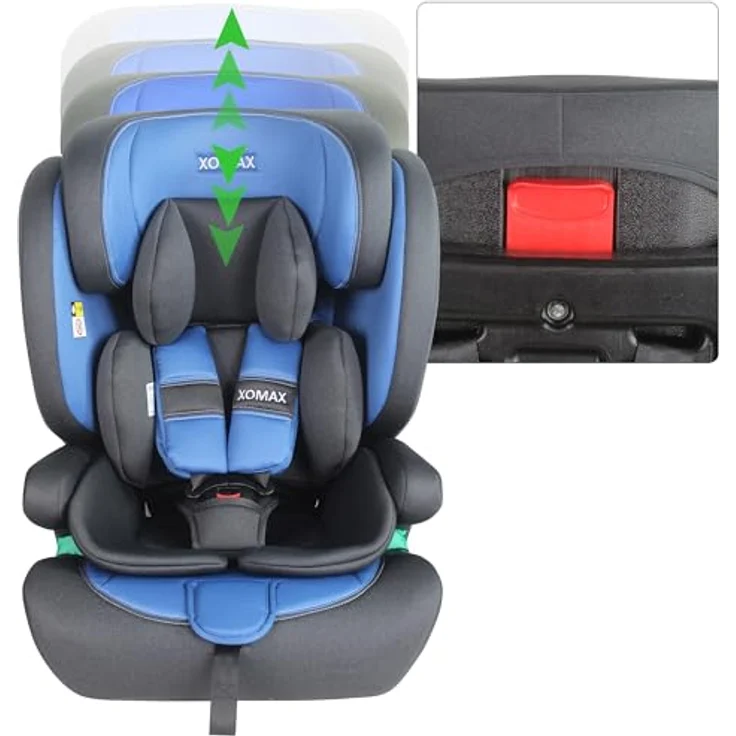 XOMAX LM238, Autokindersitz ISOFIX anthrazit-blau, für Kinder 9-36 kg, ab 15 Monaten bis 12 Jahre, verstellbar, waschbare Bezüge – Bild 5