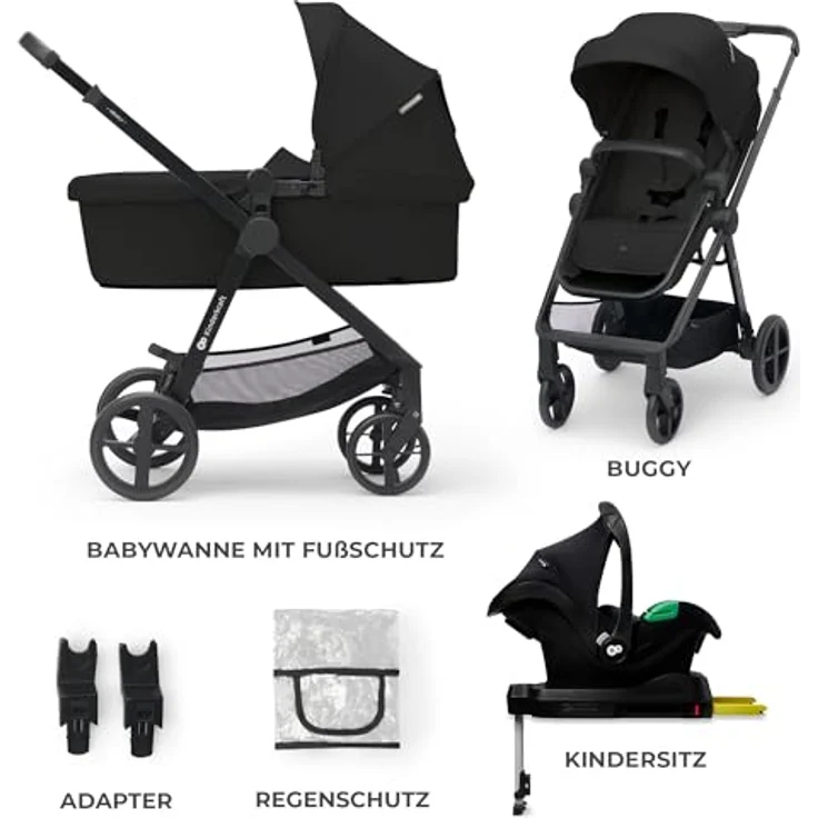 KinderKraft Newly 4in1, leichter Kombikinderwagen für Kinder bis 22 kg mit Buggy-Funktion, inkl. Mink Pro i-Size Kindersitz und Zubehör – Bild 9