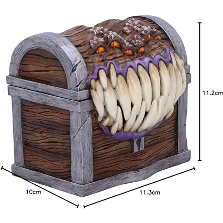Nemesis Now Dungeons & Dragons Aufbewahrungsbox Mimic Box, handgefertigt aus hochwertigem Resin, lila Innenraum, designte als Mimic mit 6 Augen und Fangzähnen – Bild 10