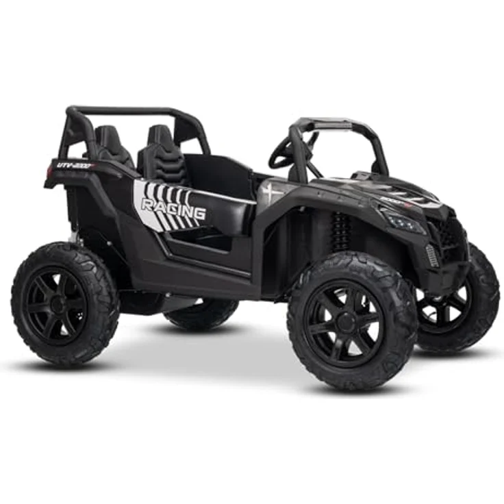 Beneo Elektrisches Kinderauto UTV XXL 24V, schwarz, zweitürig, mit Differenzialmotor, aufblasbaren Gummireifen, gefederten Hinterachsen, Scheibenbremse, Bluetooth und MP3-Player mit USB/SD-Anschluss – Bild 3