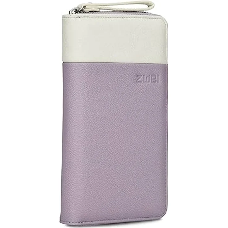 Zwei Damen Geldbörse Eva EV2 langes Portemonnaie 15 Kartenfächer, Sichtfach, 2 Scheinfächer, Geldbeutel mit Münzfach & umlaufenden Reißverschluss, weiches Kunstleder in Bicolor (Lilac) – Bild 1