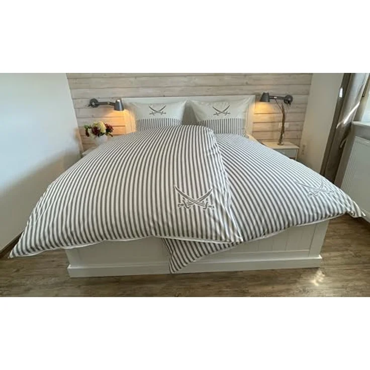 Sansibar Lighthouse Wendebettwäsche, 2-teilig, Streifendesign, 100% Baumwolle, beige, 135 x 200 cm, mit Digitaldruck und verdecktem Reißverschluss – Bild 5