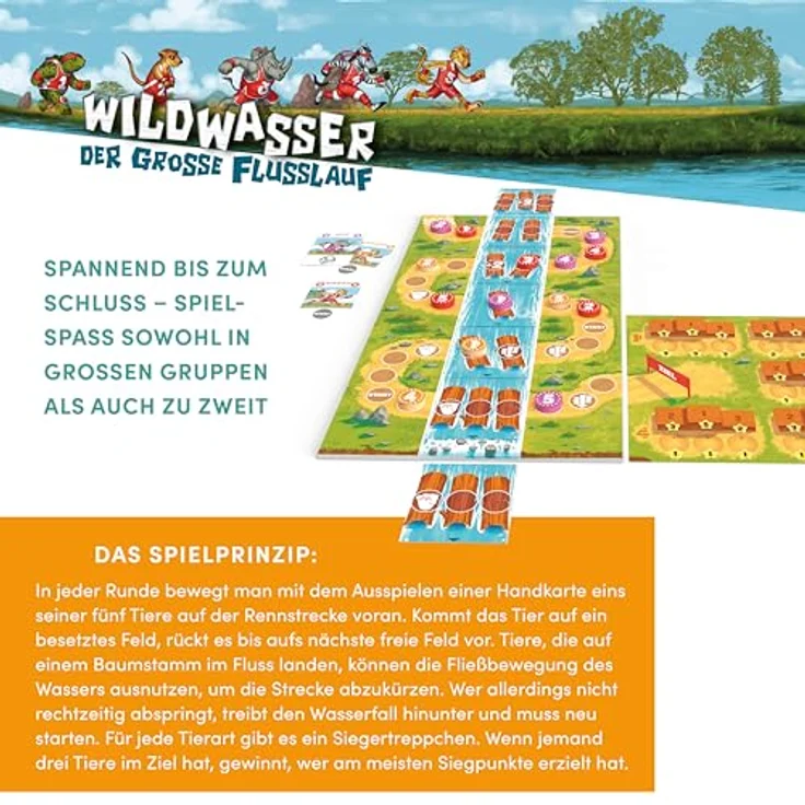 TOPP Wildwasser – Der große Flusslauf, Wettlaufspiel für 2–6 Personen, ab 8 Jahren, 20–40 Minuten Spielzeit, ausgezeichnet als Familienspiel des Jahres 2020 in Dänemark – Bild 3