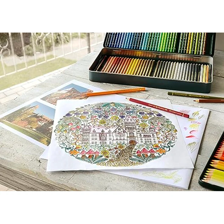 Faber-Castell Polychromos Künstlerfarbstifte, 120er Set im Metalletui, hohe Farbsättigung und Lichtbeständigkeit – Bild 6