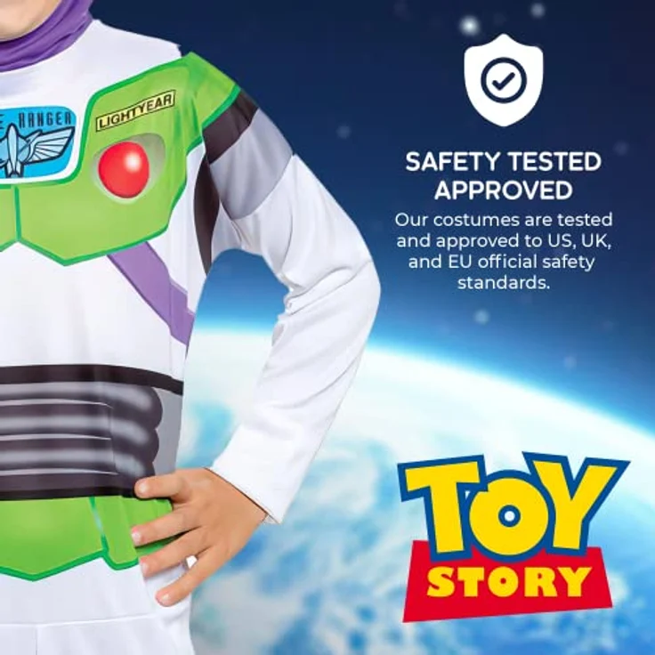 Disney Official Classic Buzz Lightyear Costume Kids, Buzz Lightyear Dress Up Onesie, Toy Story Dress Up Costume Fancy Dress, Costumes for Boys S – Bild 5