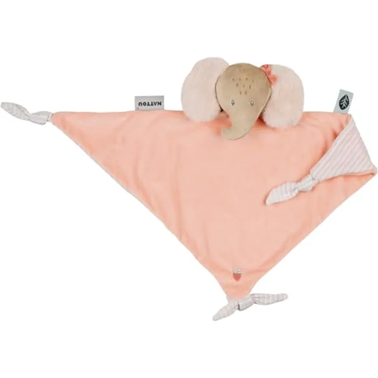 Nattou Großes Schnuffeltuch Elefant Oli Pink, Polyester, Wegbegleiter ab der Geburt, Ca. 62 cm, Markenqualität Vegan & tierversuchsfrei