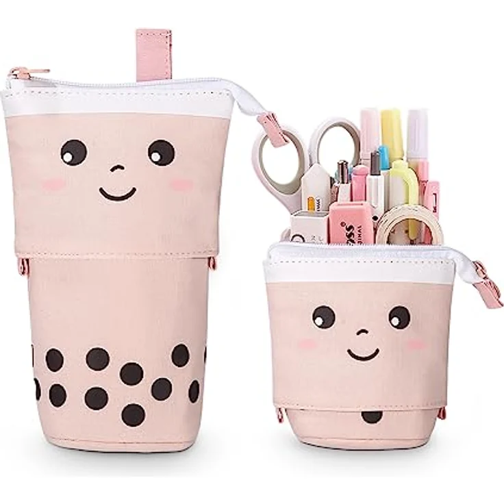 Xespis Federmäppchen Reißverschluss, Teleskopisch 2-in-1 Standmäppchen, geräumige Federtasche aus hochwertigem Canvas für Mädchen, bunt, geeignet als Geschenk für 7- bis 12-Jährige – Bild 1