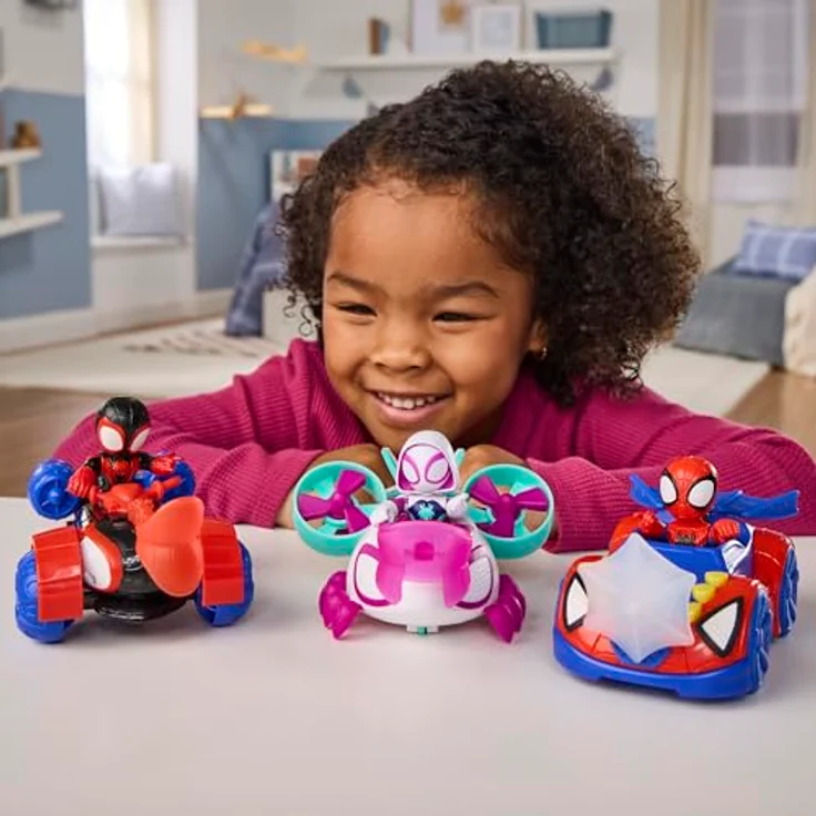 Spidey and his Amazing Friends Marvel Spidey und Seine Super-Freunde Figuren- und Fahrzeugset 3er-Pack, 3 bewegliche Figuren (7,6 cm), 3 Fahrzeuge, 3 Accessoires für Kinder ab 3 Jahren – Bild 3