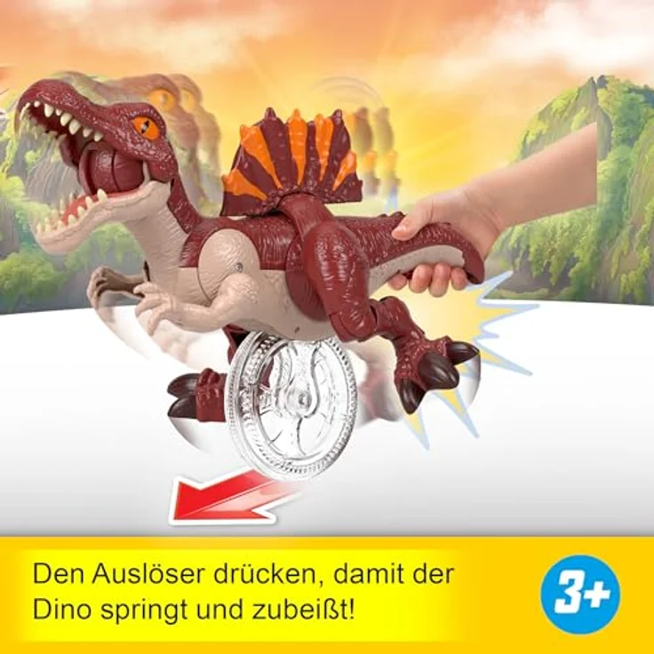Fisher-Price Imaginext Jurassic World Rebirth Sprinting Spinosaurus, Dinosaurier Figur mit dynamischen Bewegungen, 23 cm, Mehrfarbig – Bild 3