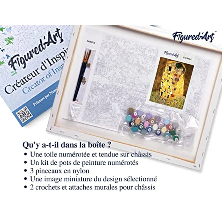Figured'Art Malen Nach Zahlen Erwachsene Mit Rahmen Klimt - Der Kuss - Paint by Numbers Basteln DIY Bastelset 40x50cm Leinwand gespannt auf Holzrahmen – Bild 5