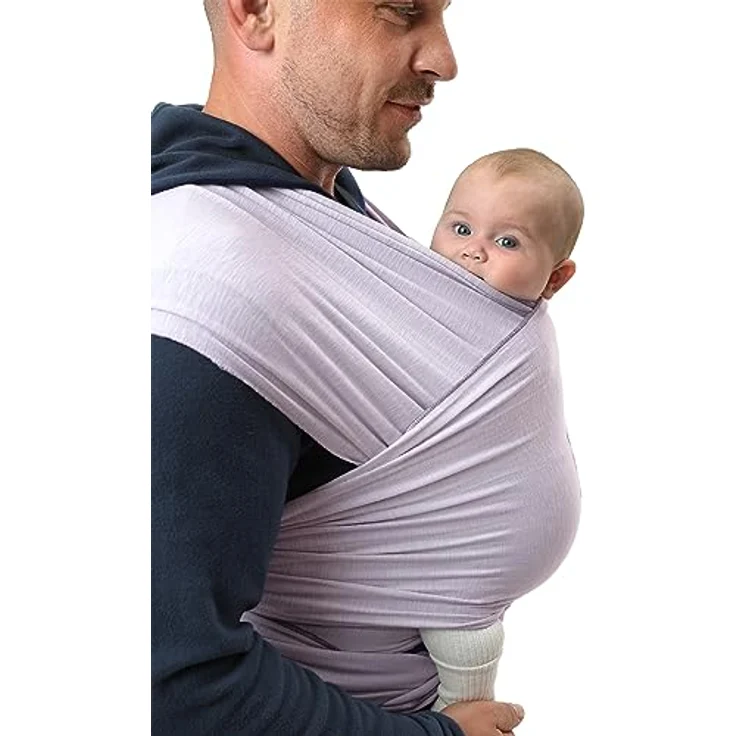 manduca Sling Tragetuch > < Elastisches Babytragetuch aus Bio-Baumwolle (Jersey-Strickstoff/ohne Elastan) stabil und kuschelweich für Neugeborene & Babys ab Geburt (5.10x0.60 m) (Lavender) – Bild 4
