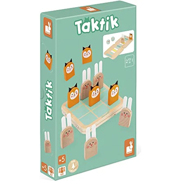 Janod - Taktik - 2-in-1-Kinder-Brettspiel - Hasen und Füchse - ab 5 Jahre, J02472 - Massivholz - 2 Spieler – Bild 1