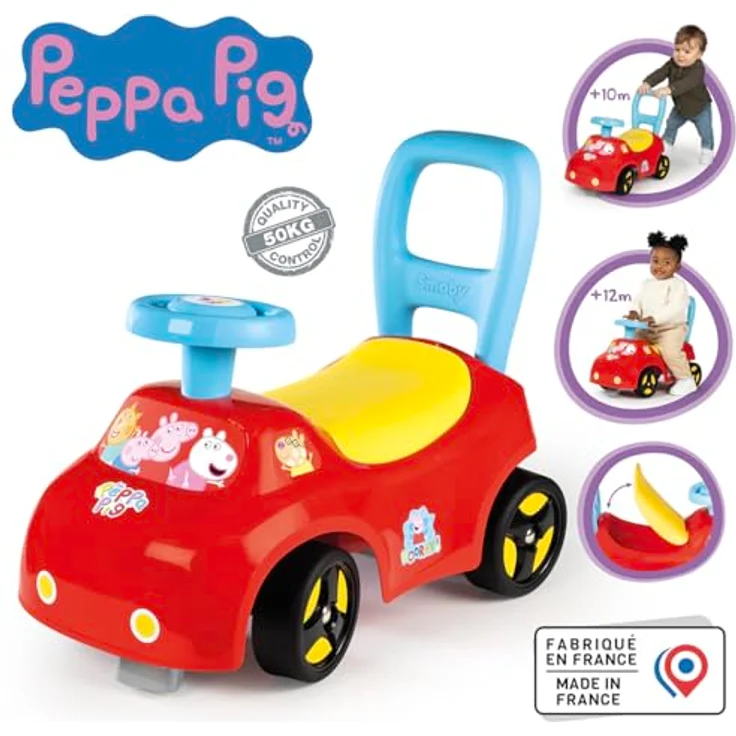 Smoby Peppa Pig Rutscher, wendiges Kinderfahrzeug mit Hupenlenkrad, Rückenstütze, Staufach und Kippschutz für Kinder ab 10 Monaten – Bild 2