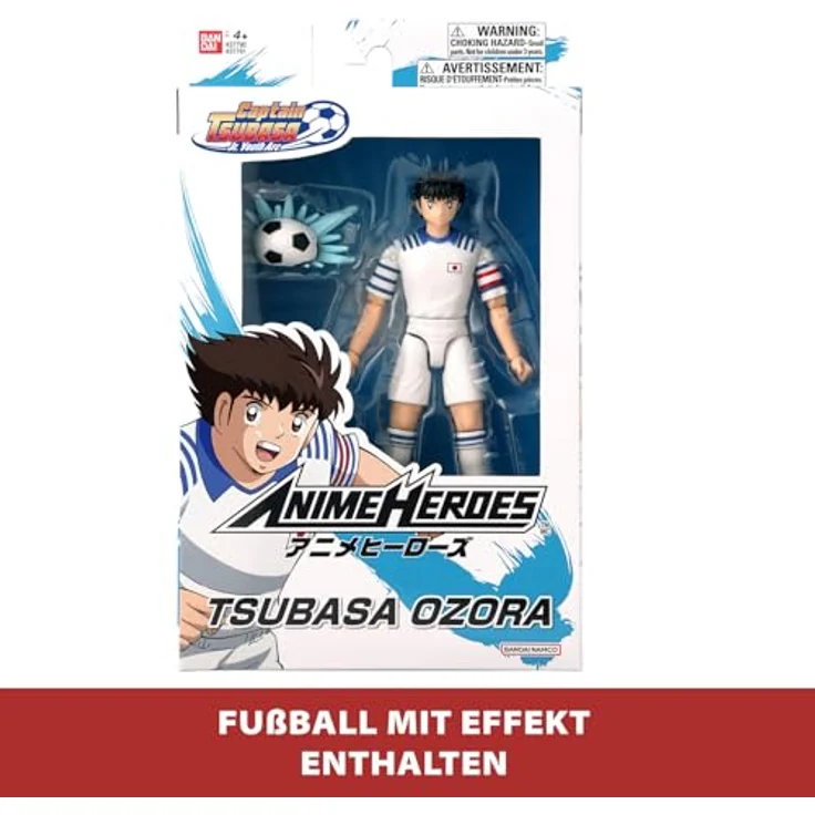 Bandai Anime Heroes - Captain Tsubasa Actionfigur Tsubasa Ozora, 17 cm Gelenkfigur mit Zubehör und Fußball-Ball, Spielzeug für Kinder ab 4 Jahren - 37791 – Bild 5