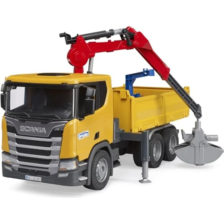 Bruder® Spielzeug-LKW 03551 Scania Super 560R, Baustellen-LKW mit Kran, 2 Paletten und teleskopierbarem Kranarm, für Kinder ab 4 Jahren – Bild 3