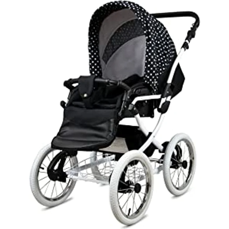 BabyLux ALU 2in1 Kinderwagen für Kleinkinder – Kinderwagen für Neugeborene und Kleinkinder – Max. 15kg – White Dots White Frame – Bild 3