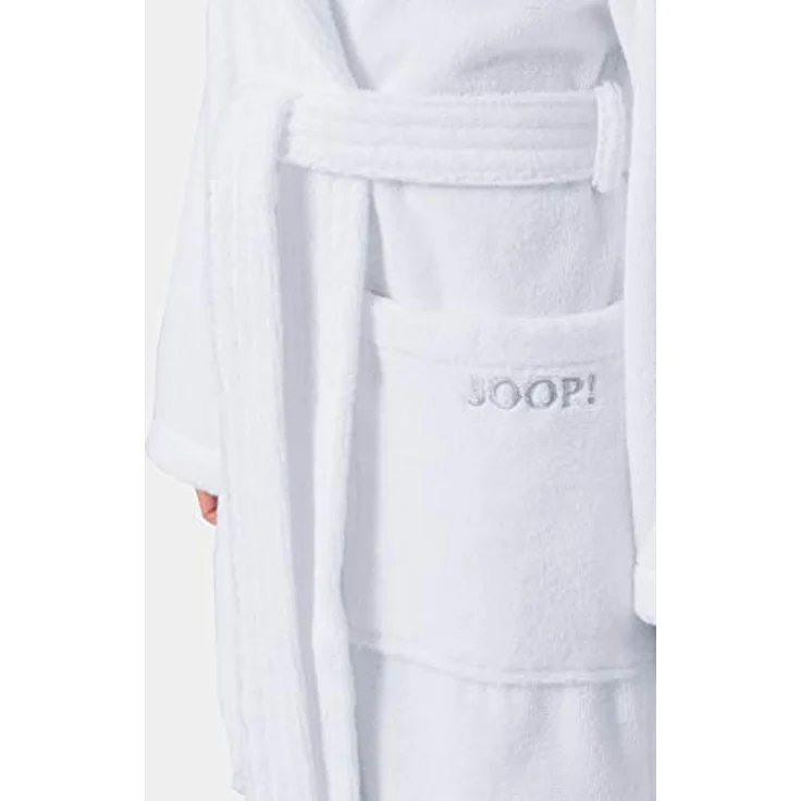 JOOP! Damen-Bademantel 1649, Weiß, Kapuze, extraflauschig aus 100% Baumwolle mit Bindegürtel und gesticktem Logo – Bild 2